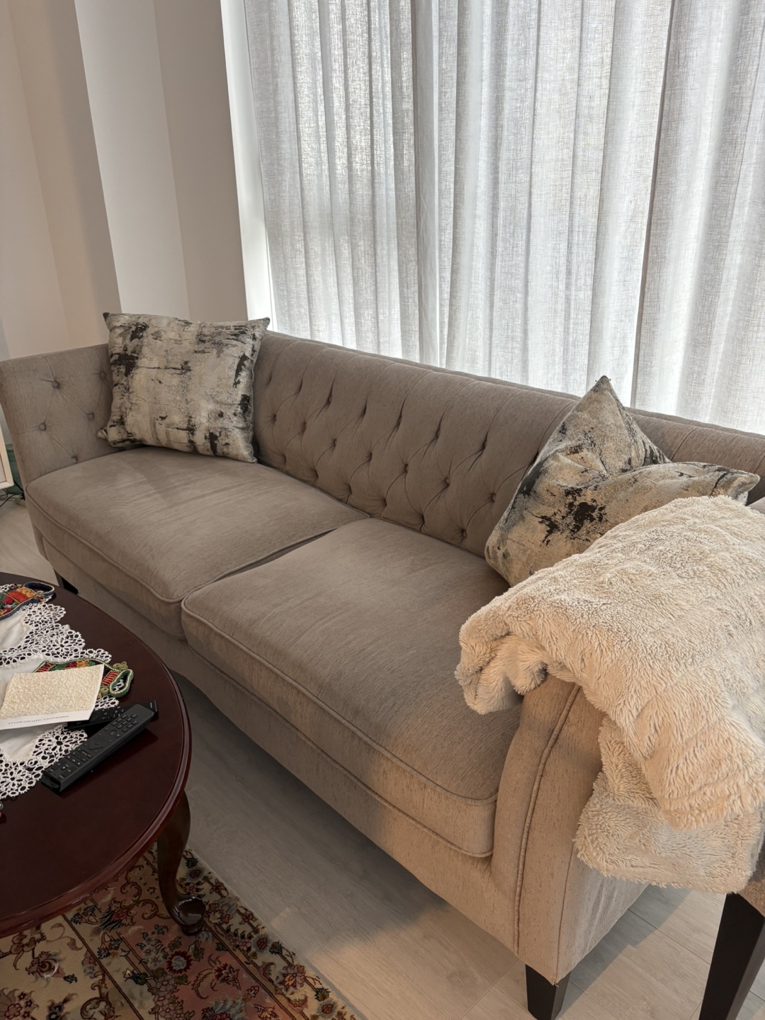 Beige Tufted Sofa