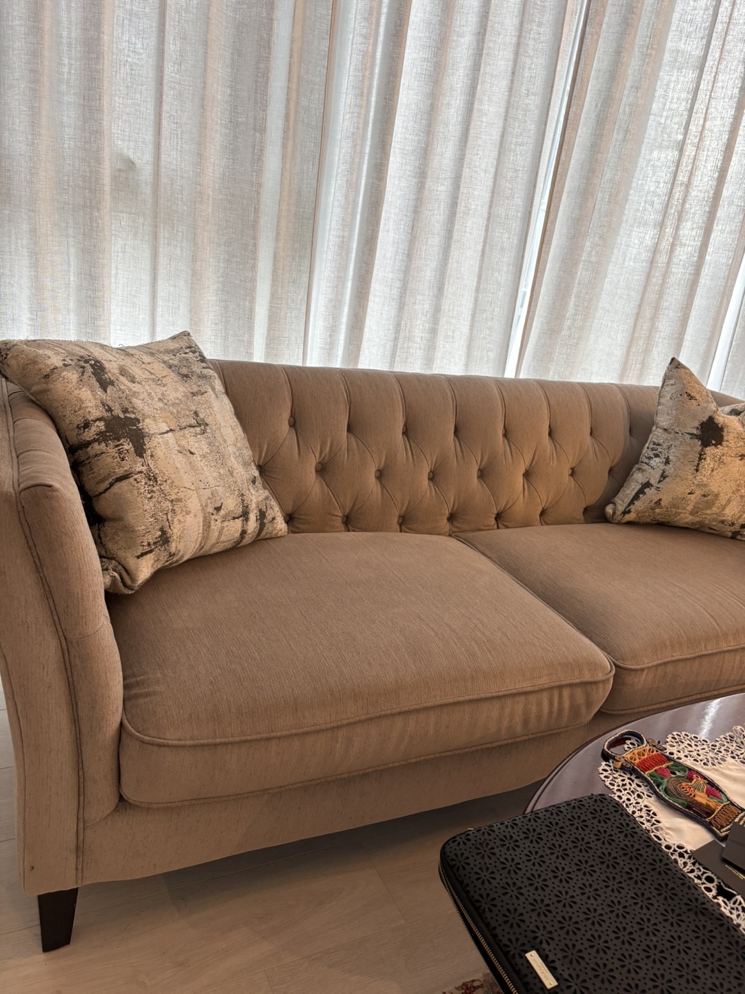 Beige Tufted Sofa - photo 3