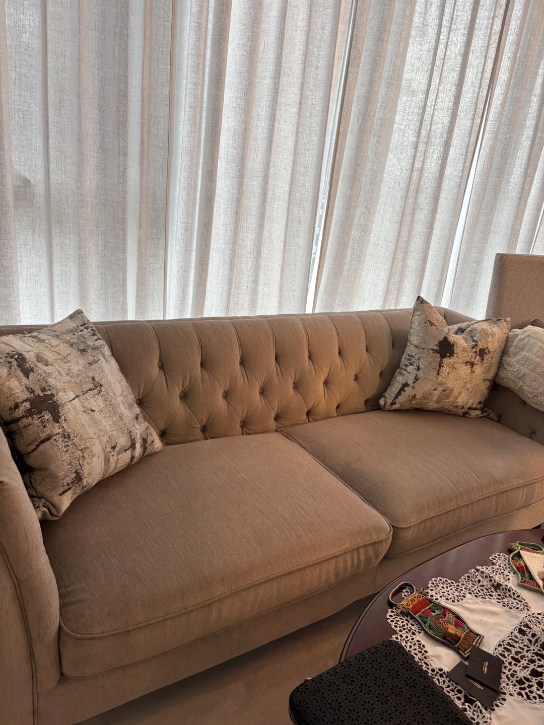 Beige Tufted Sofa - photo 2