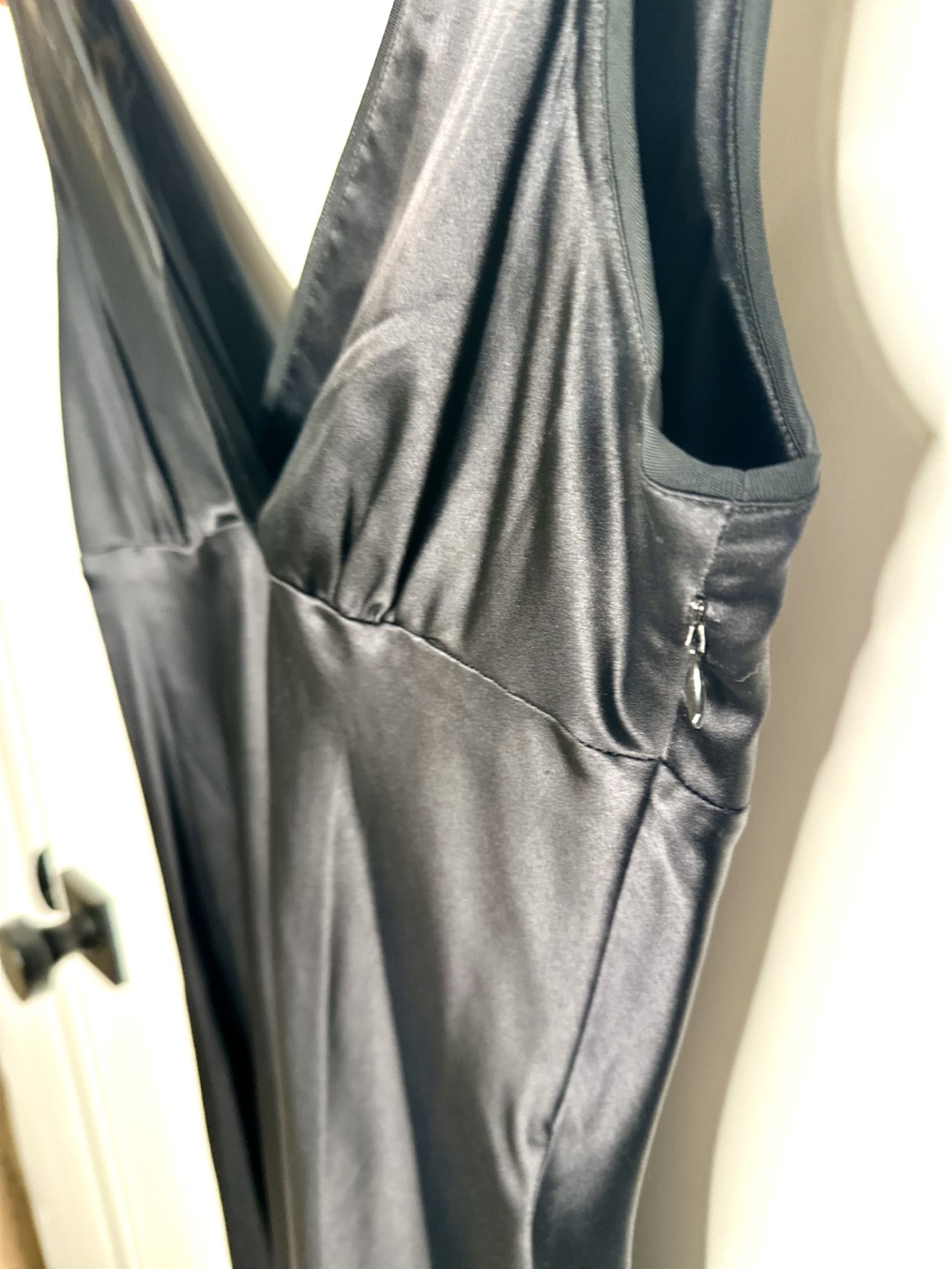 Theory Black Satin Slip Dress Size 6 - photo 5