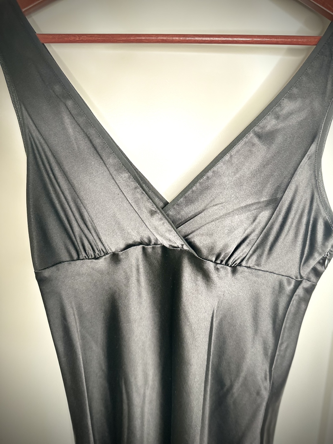 Theory Black Satin Slip Dress Size 6 - photo 4