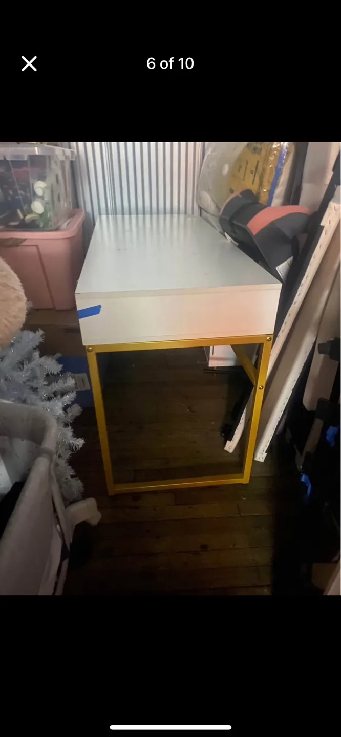 White and Gold Desk with Two Drawers image indicator(5)