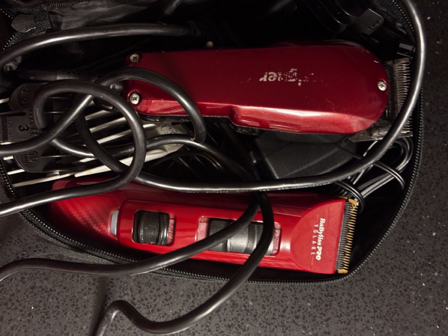 Pair of Red Hair Clippers with Case