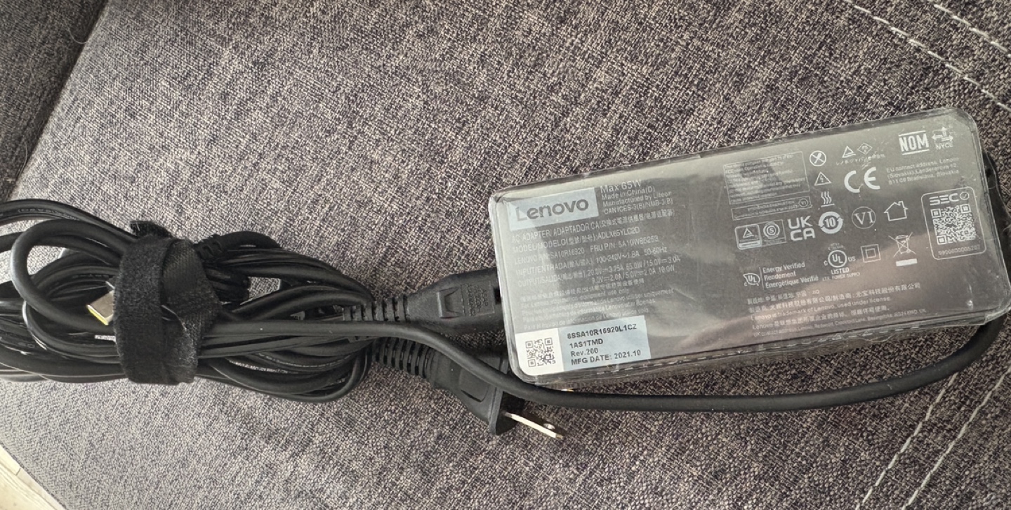 Lenovo Laptop Charger 65W USB-C Power Adapter