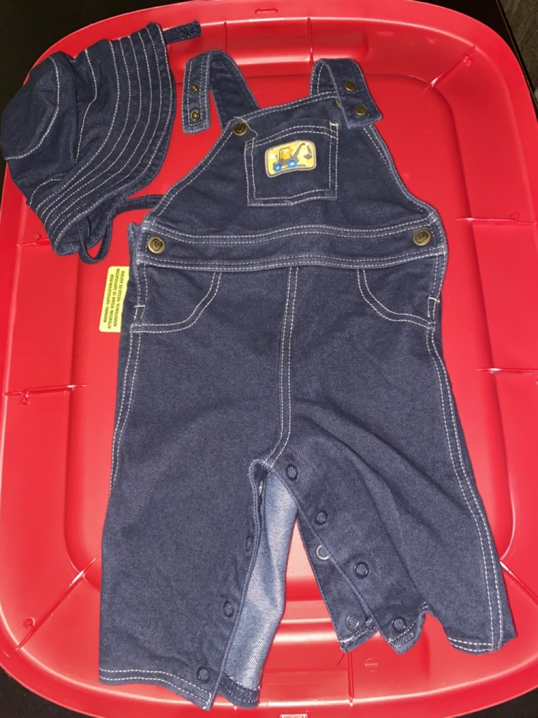 Baby Denim Overalls and Hat Set
