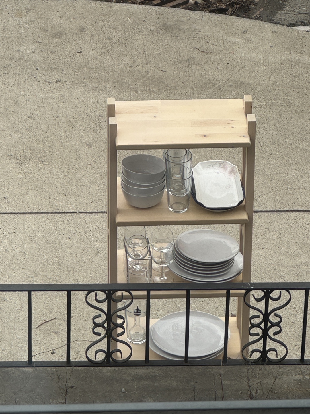 Free - IKEA Wooden shelving unit with dishes and keurig machine - photo 2