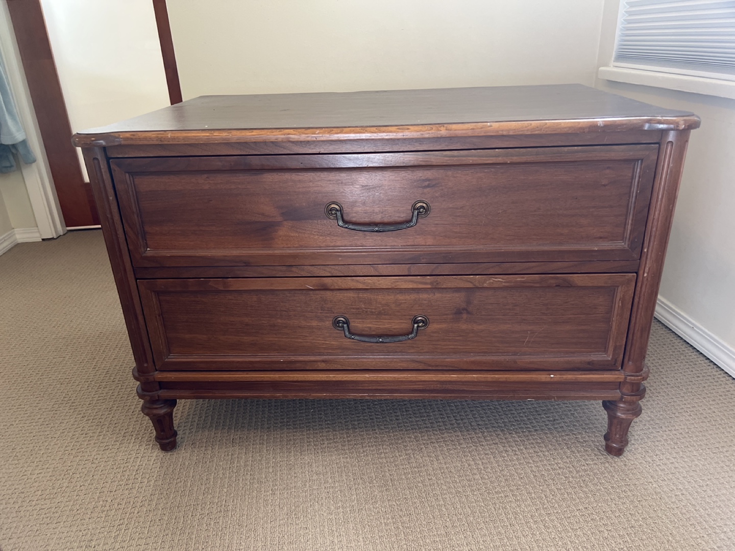 Vintage Wooden Two-Drawer Side Table