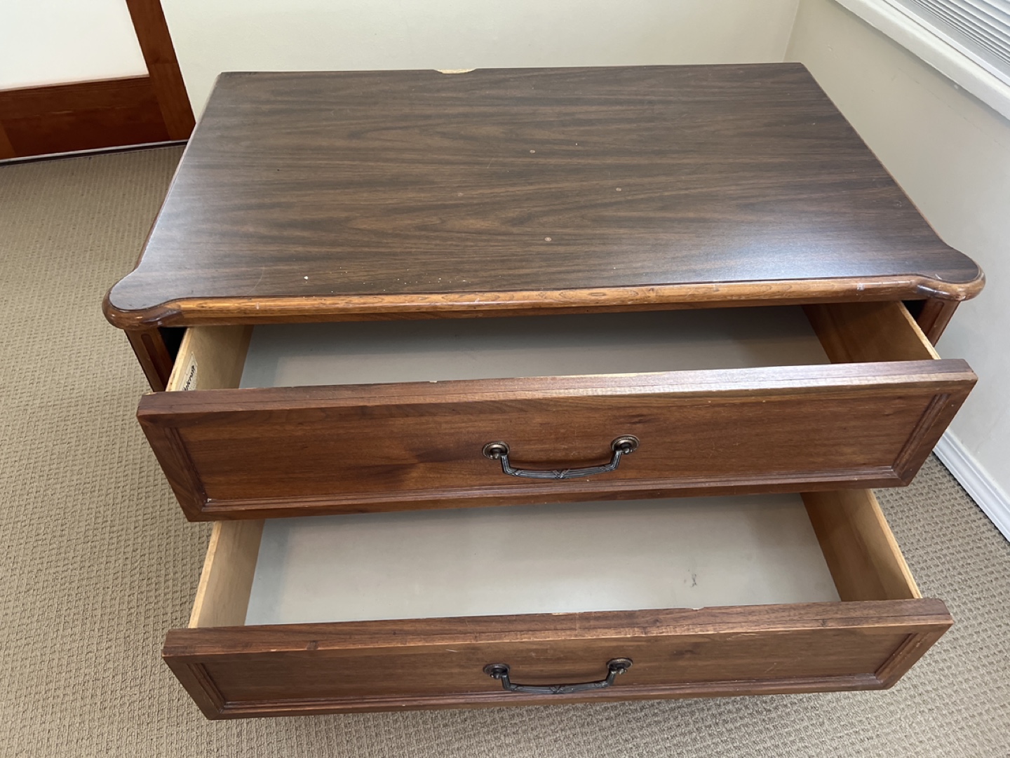 Vintage Wooden Two-Drawer Side Table - photo 2