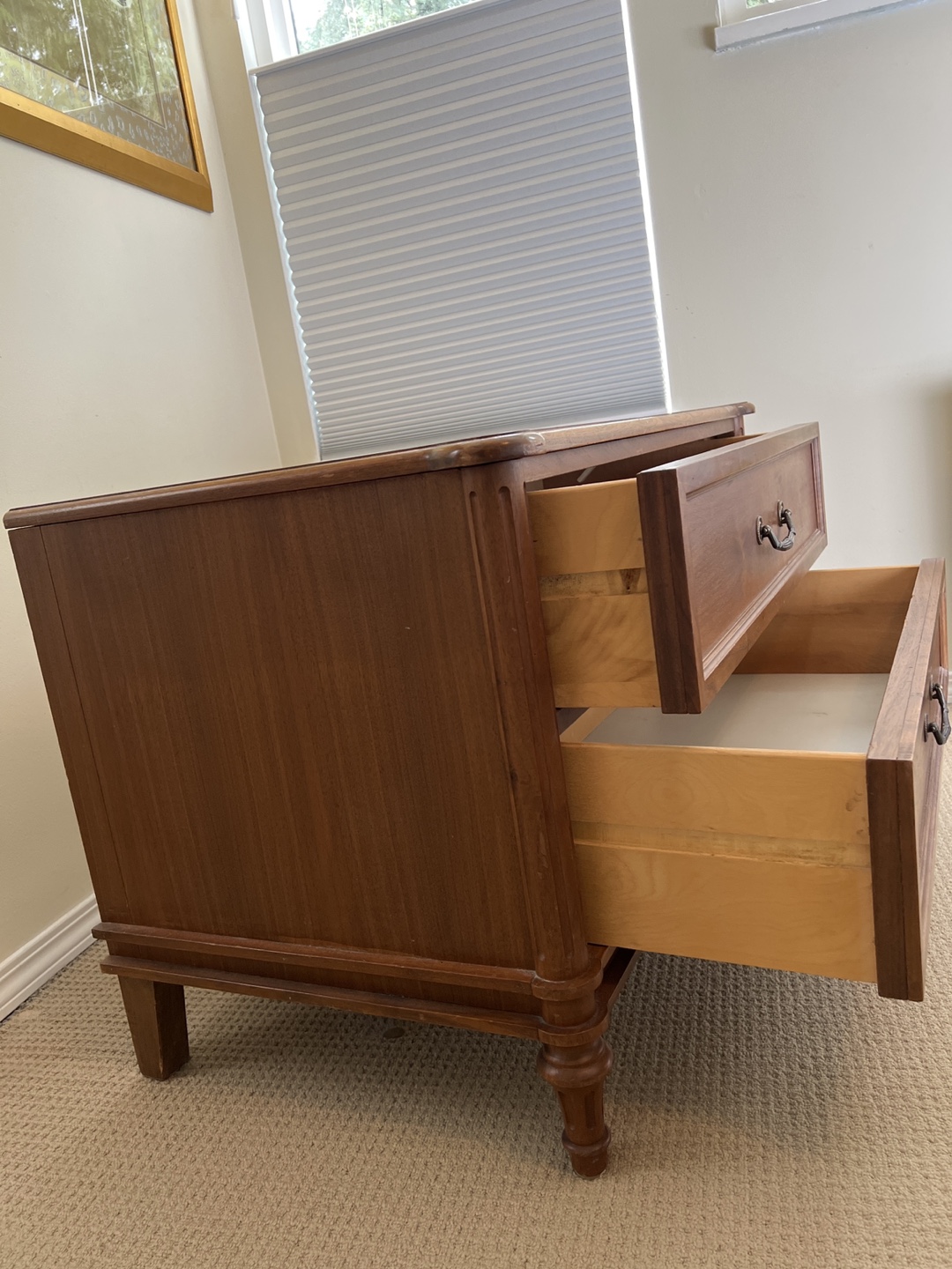 Vintage Wooden Two-Drawer Side Table - photo 3