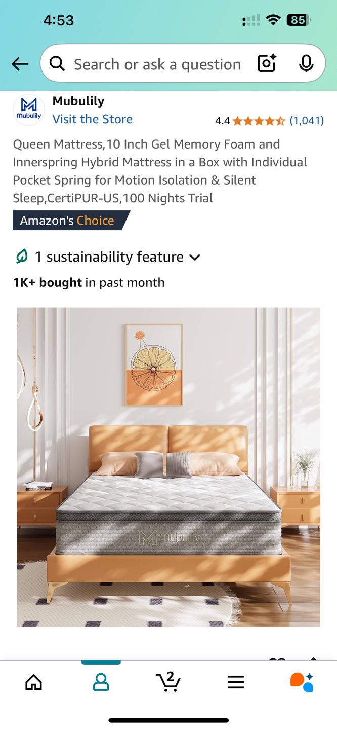 Queen Zinus 14in Mattress and frame - photo 2