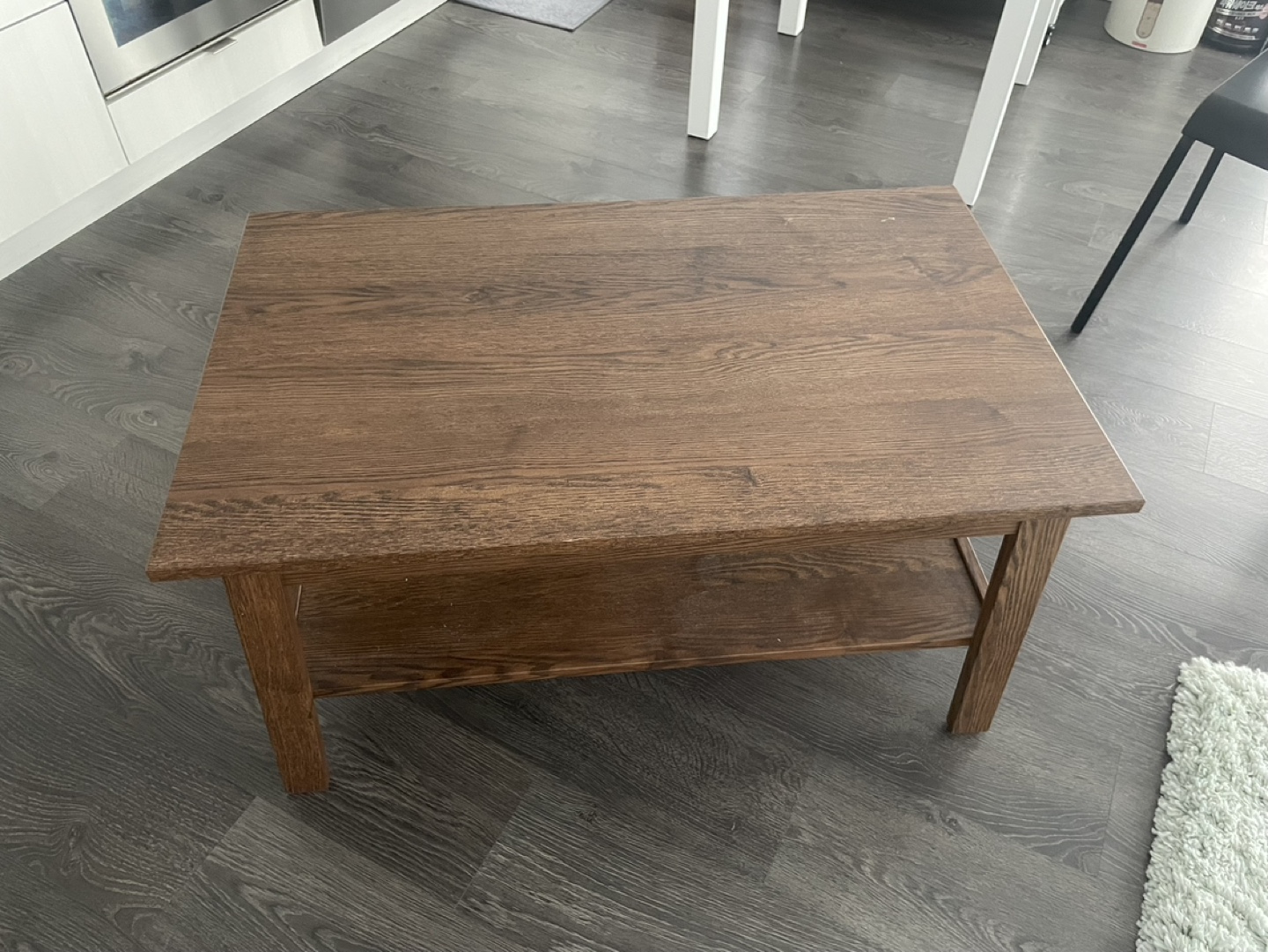 Dark Brown Wood Coffee Table with Shelf