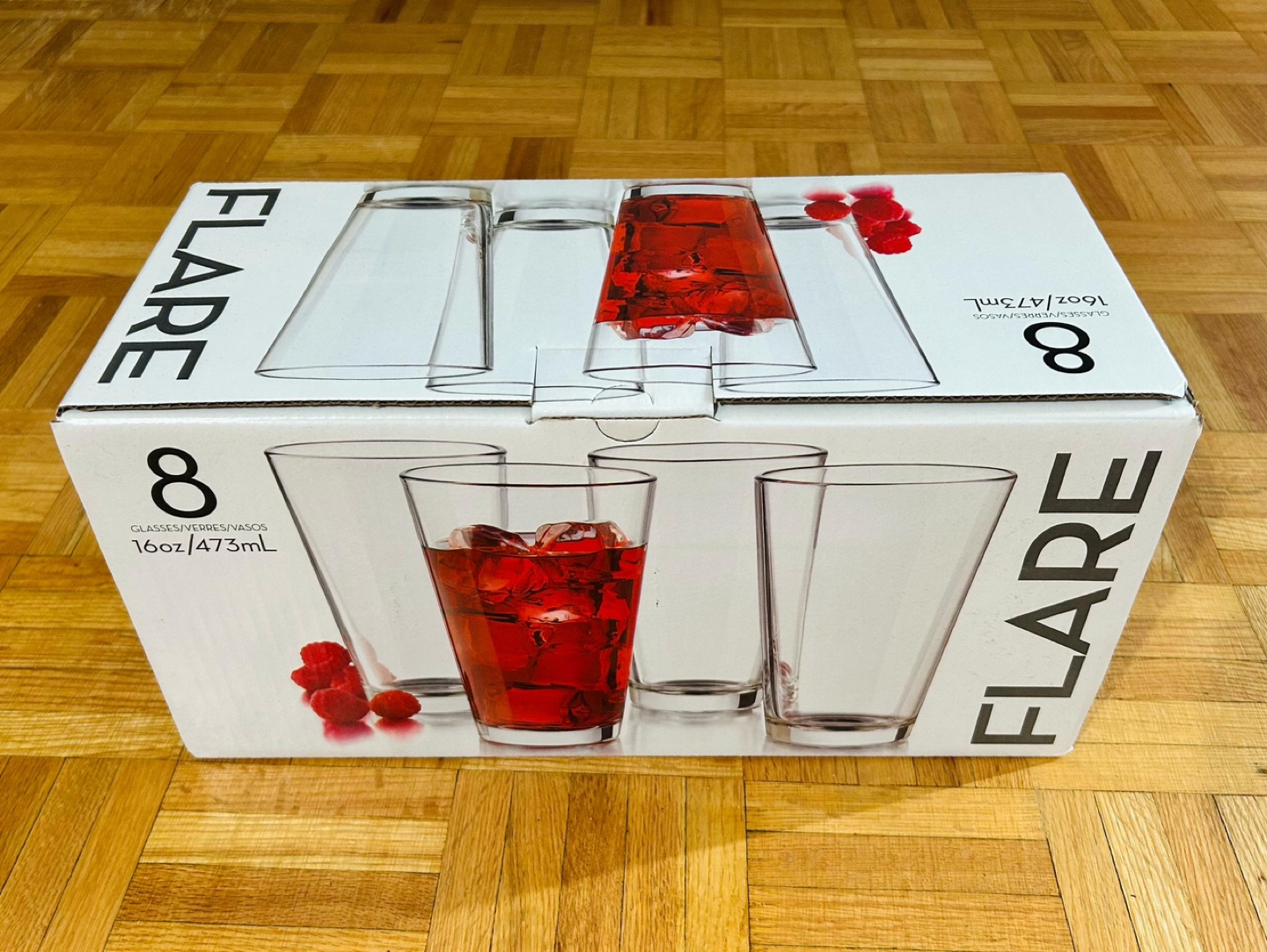 Set of 8 Flare 16oz/473ml Glass Tumblers