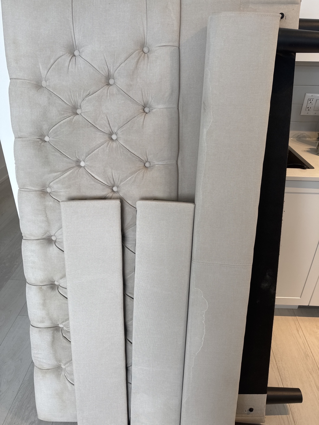 Beige Upholstered Bed Frame