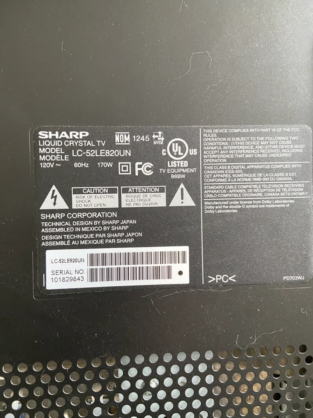 Sharp Aquos LC-52LE820UN 52-inch LCD TV image indicator(3)