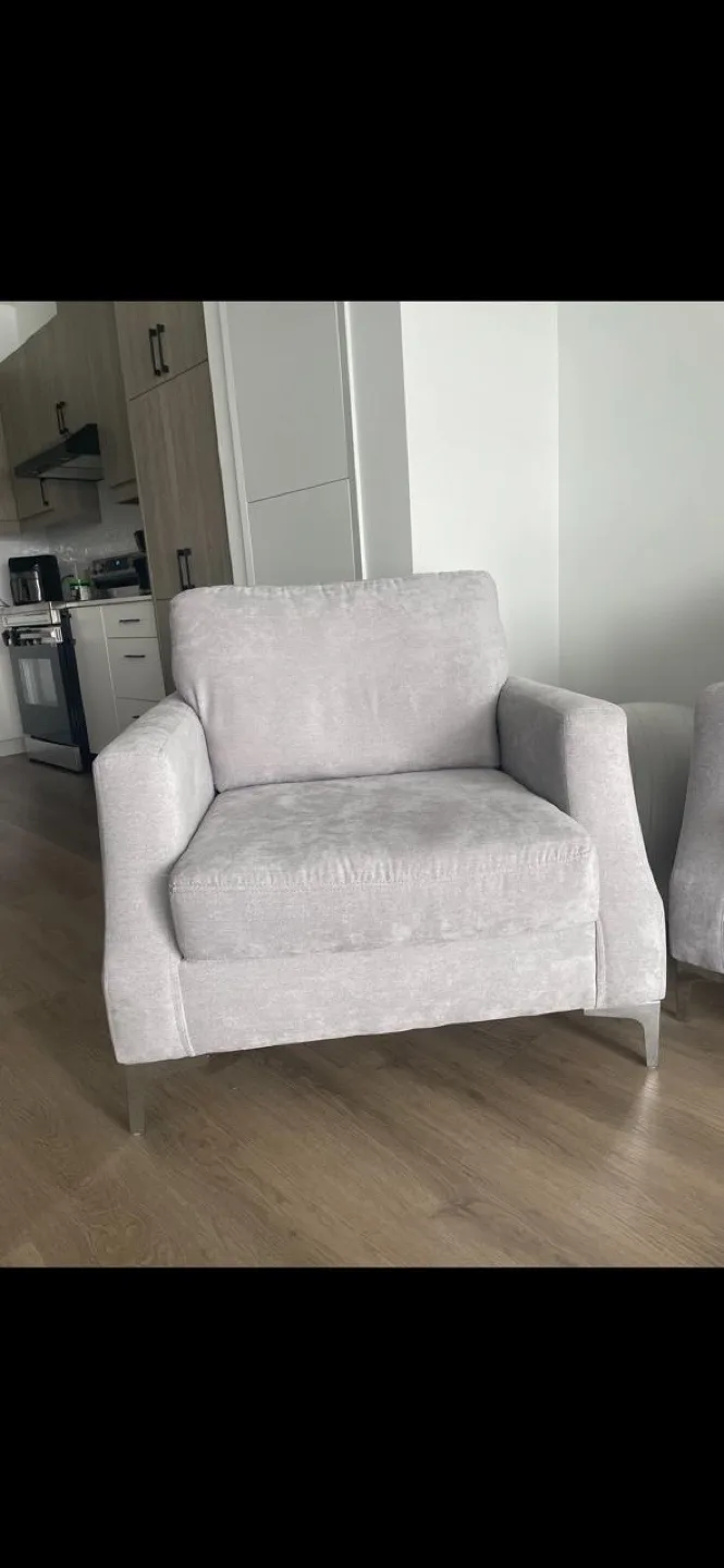 Modern Light Grey Sofa & Armchair Set