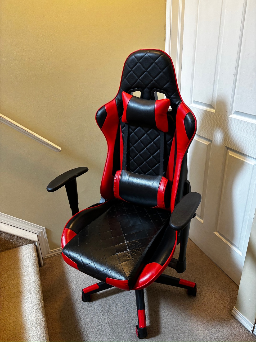 Gaming Chair - Used Red and Black PU Leather