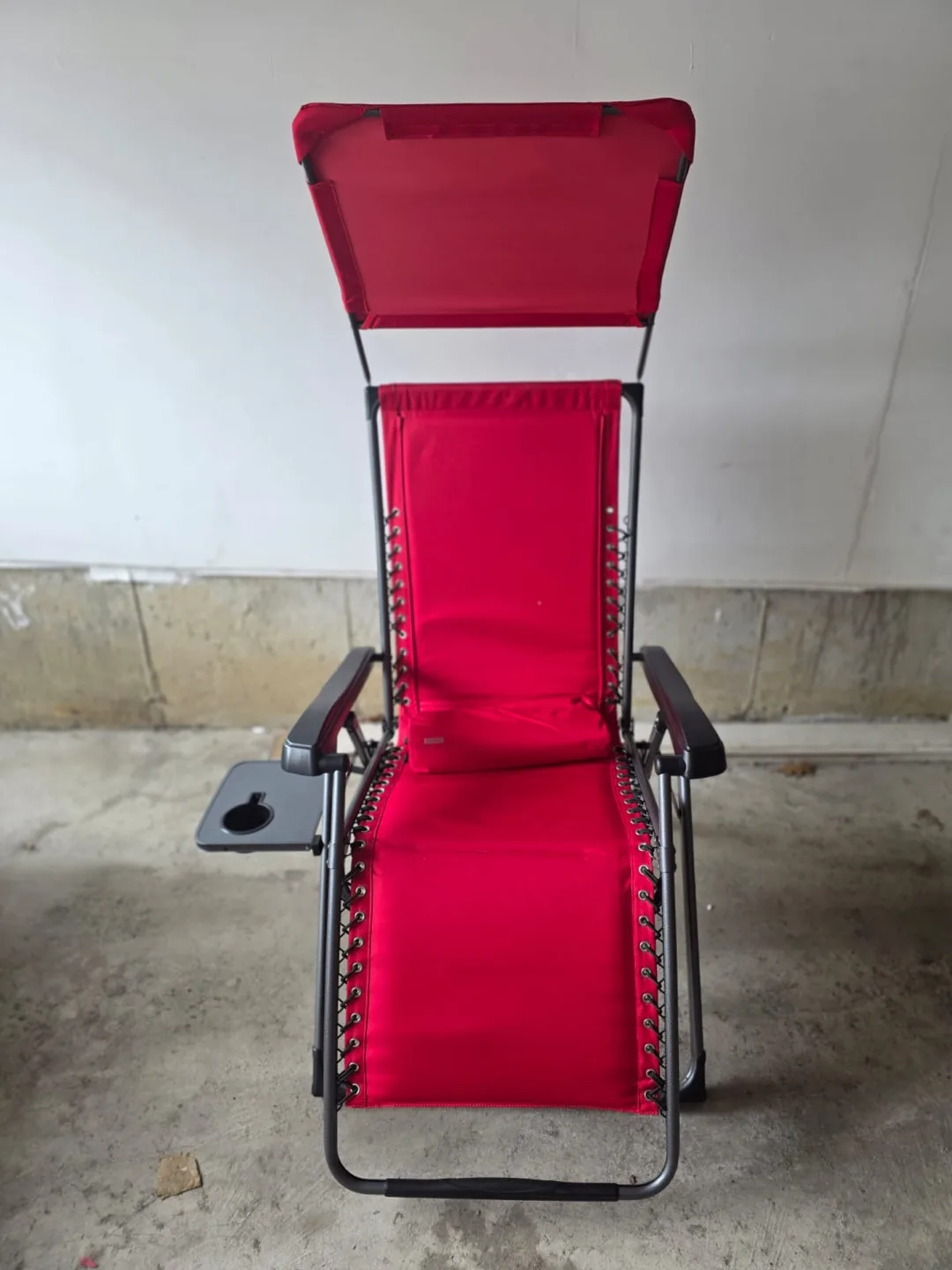 Red Zero Gravity Chair with Canopy and Side Tray thumbnail