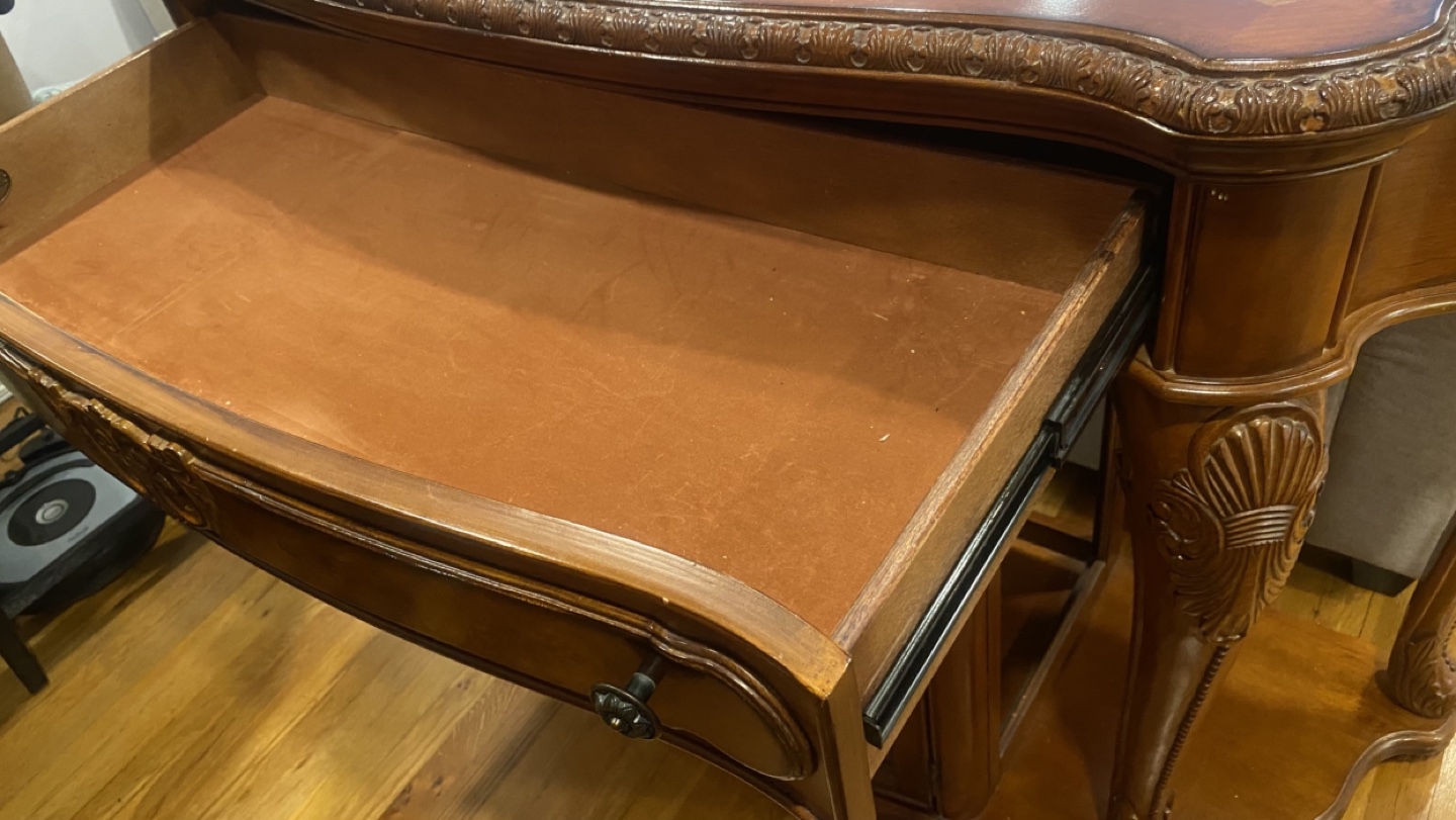 Elegant Wooden Console Table with Glass Door and Drawer - photo 2