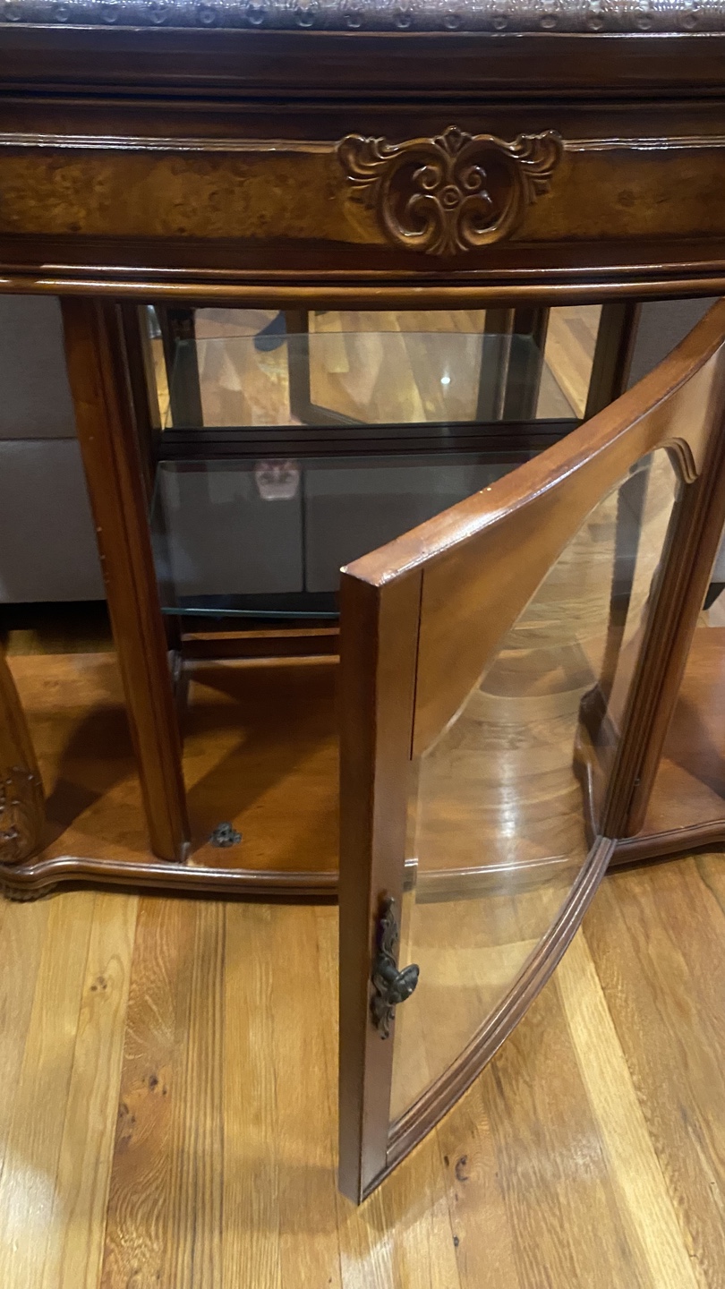 Elegant Wooden Console Table with Glass Door and Drawer - photo 3