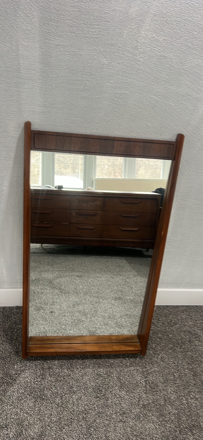 Free delivery Mid-Century Modern Wood Frame Mirror - photo 2