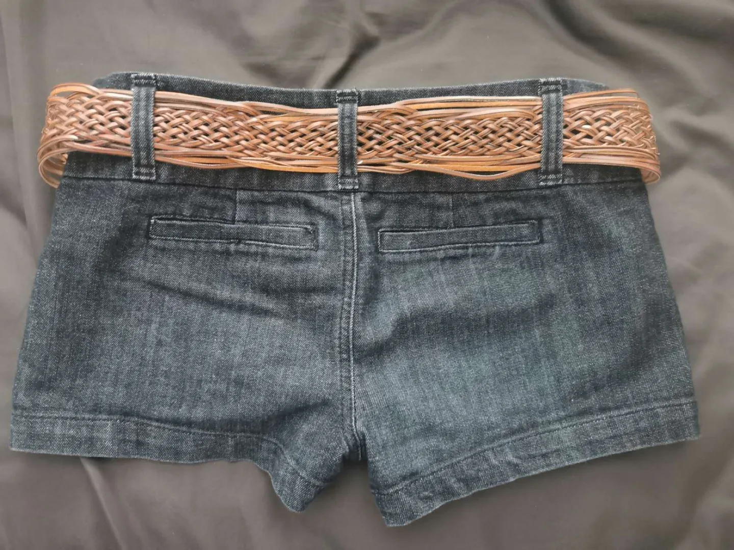 Kismet Women's Denim Shorts with Woven Belt image indicator(2)