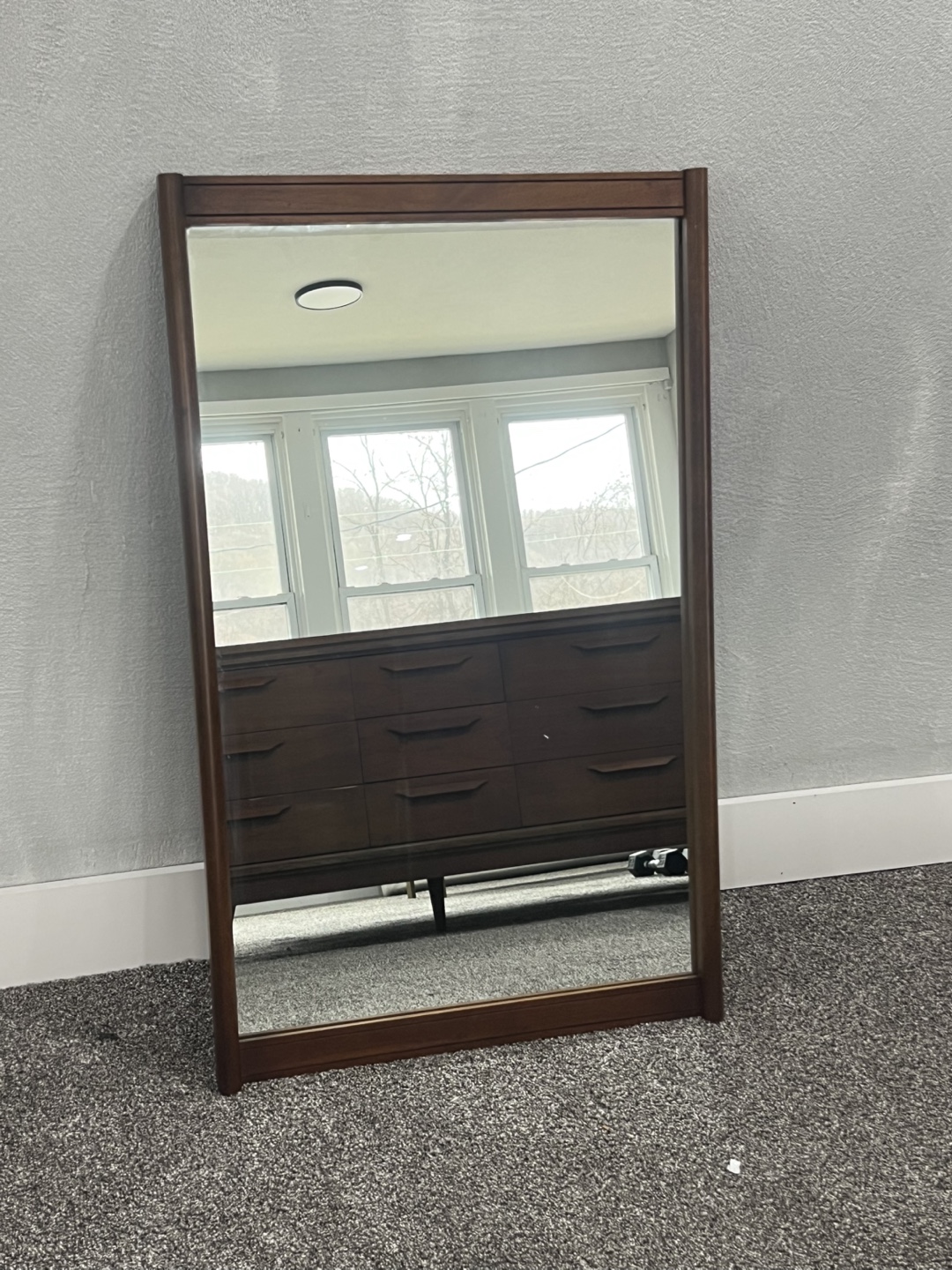 Free delivery Mid Century Modern Wood Framed Mirror - photo 2
