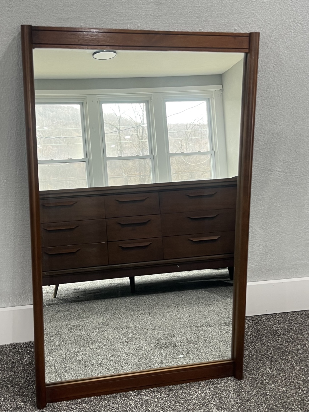 Free delivery Mid Century Modern Wood Framed Mirror - photo 3