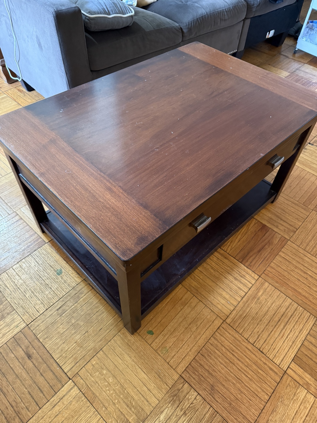 Lift-Top Wooden Coffee Table with Wheels and Storage