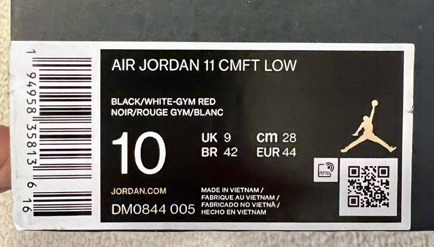 Air Jordan 11 CMFT Low - Size 10 - Black/White-Gym Red - photo 4