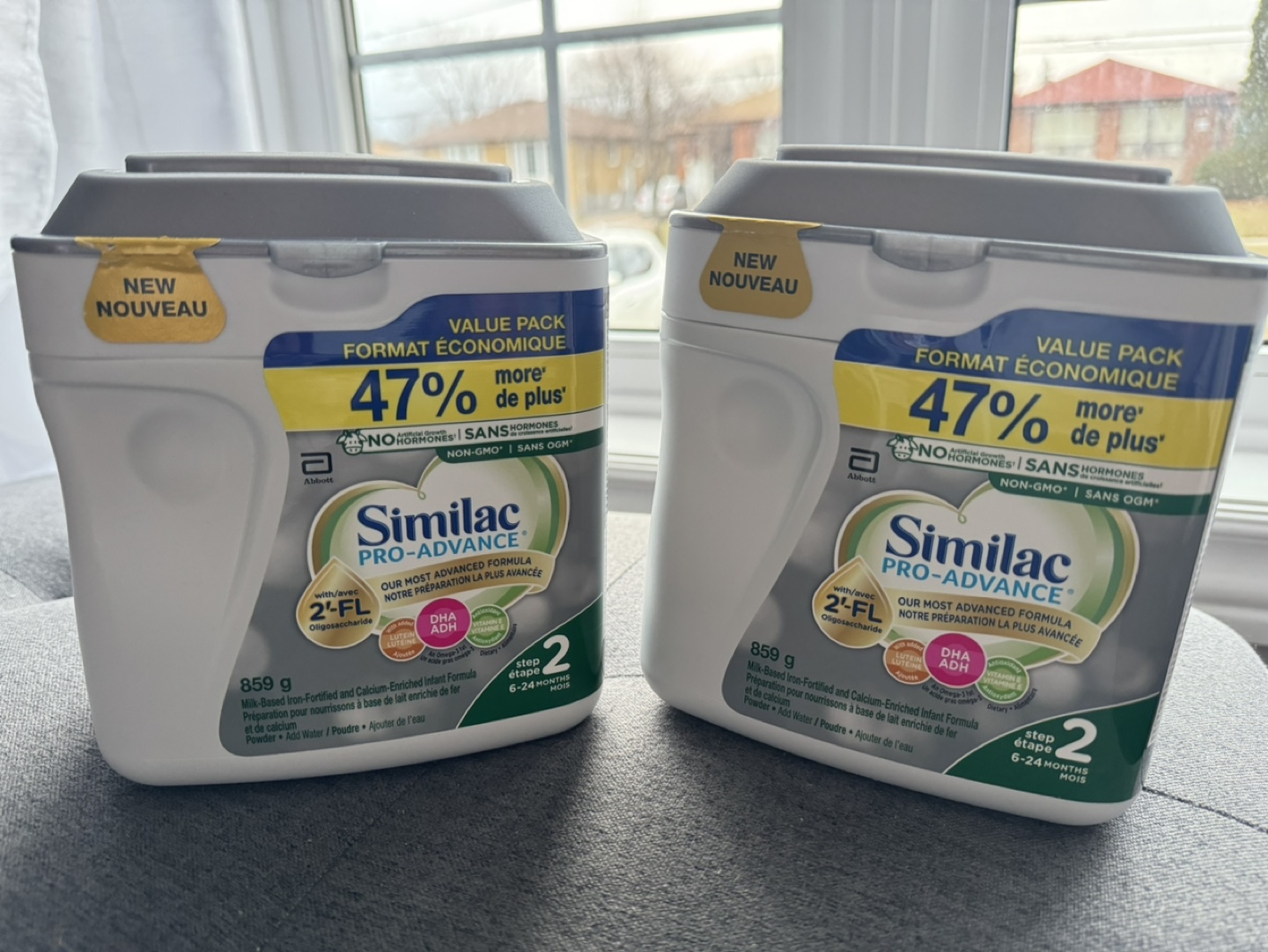 Two Similac Pro-Advance Stage 2 Infant Formula 859g containers