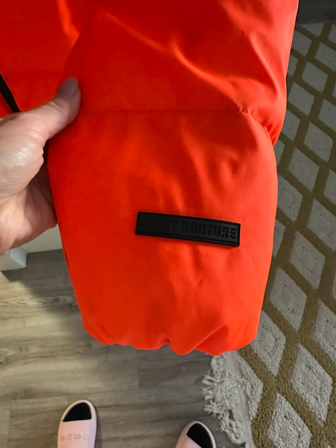 Juicy Couture Black Label Orange Puffer Jacket Size Small image indicator(3)