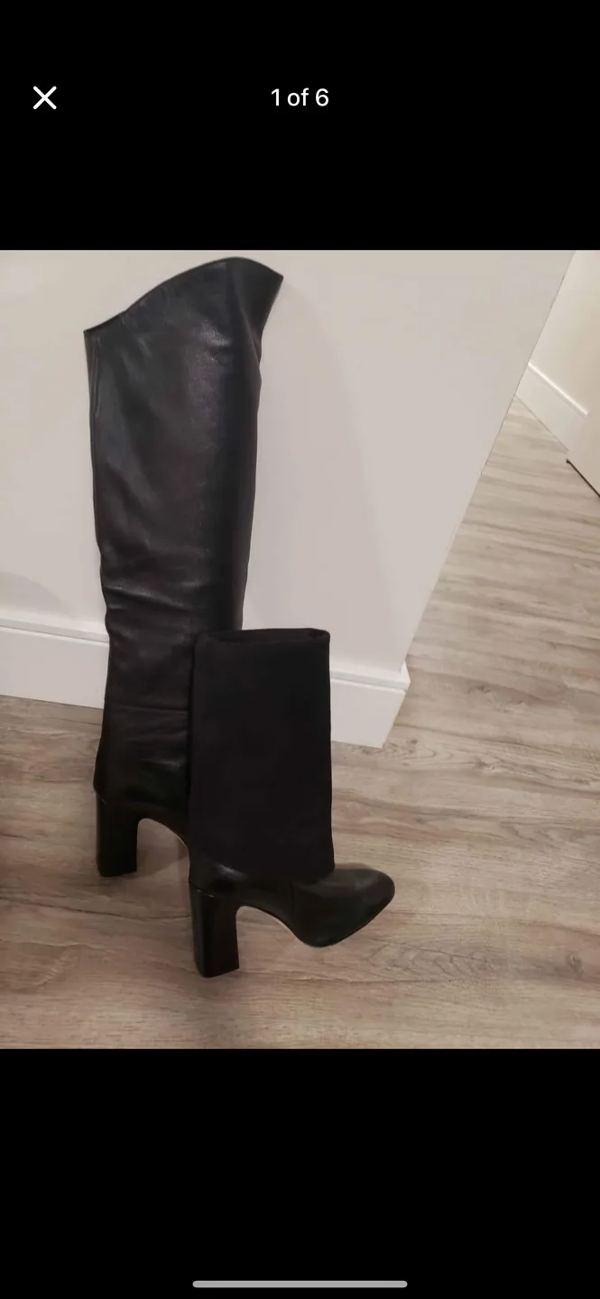 Stuart Weitzman Black Leather Knee-High Boots - Size 6 image indicator(3)