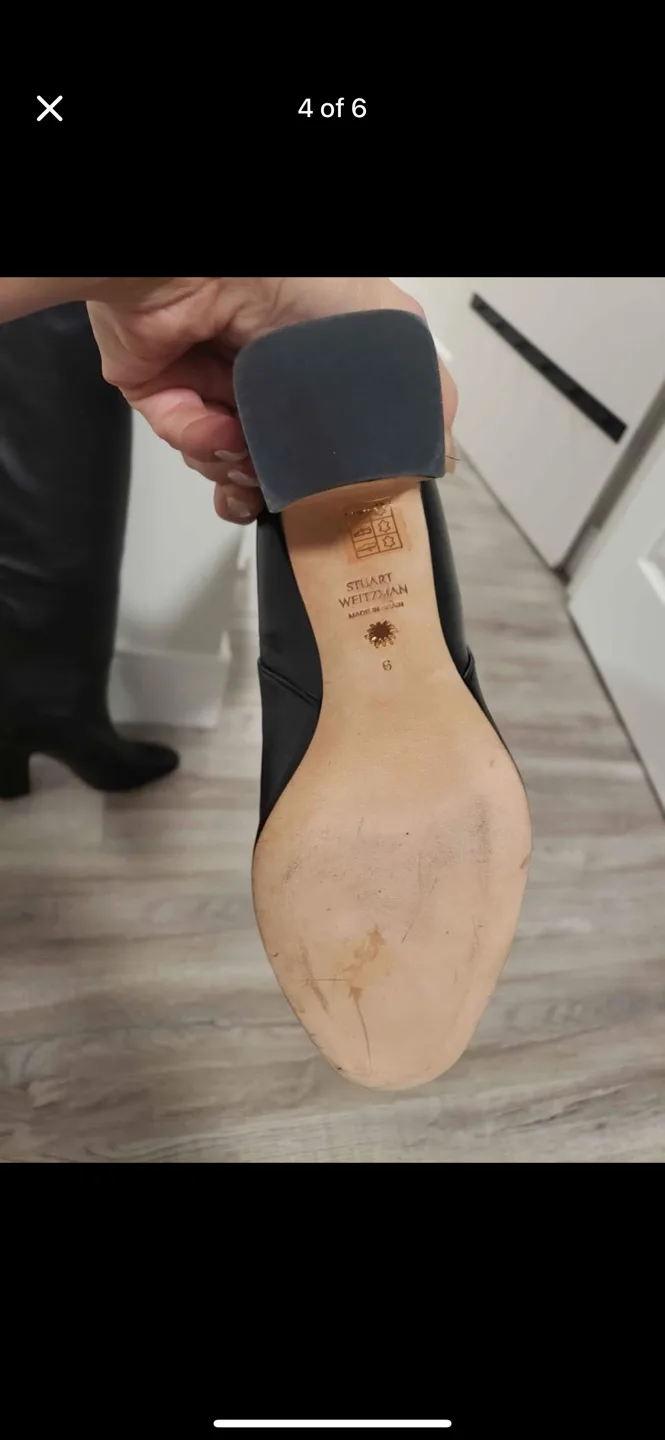 Stuart Weitzman Black Leather Knee-High Boots - Size 6 image indicator(4)