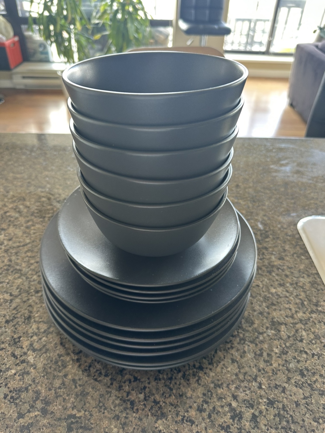 IKEA Black Dinnerware Set - Bowls and Plates