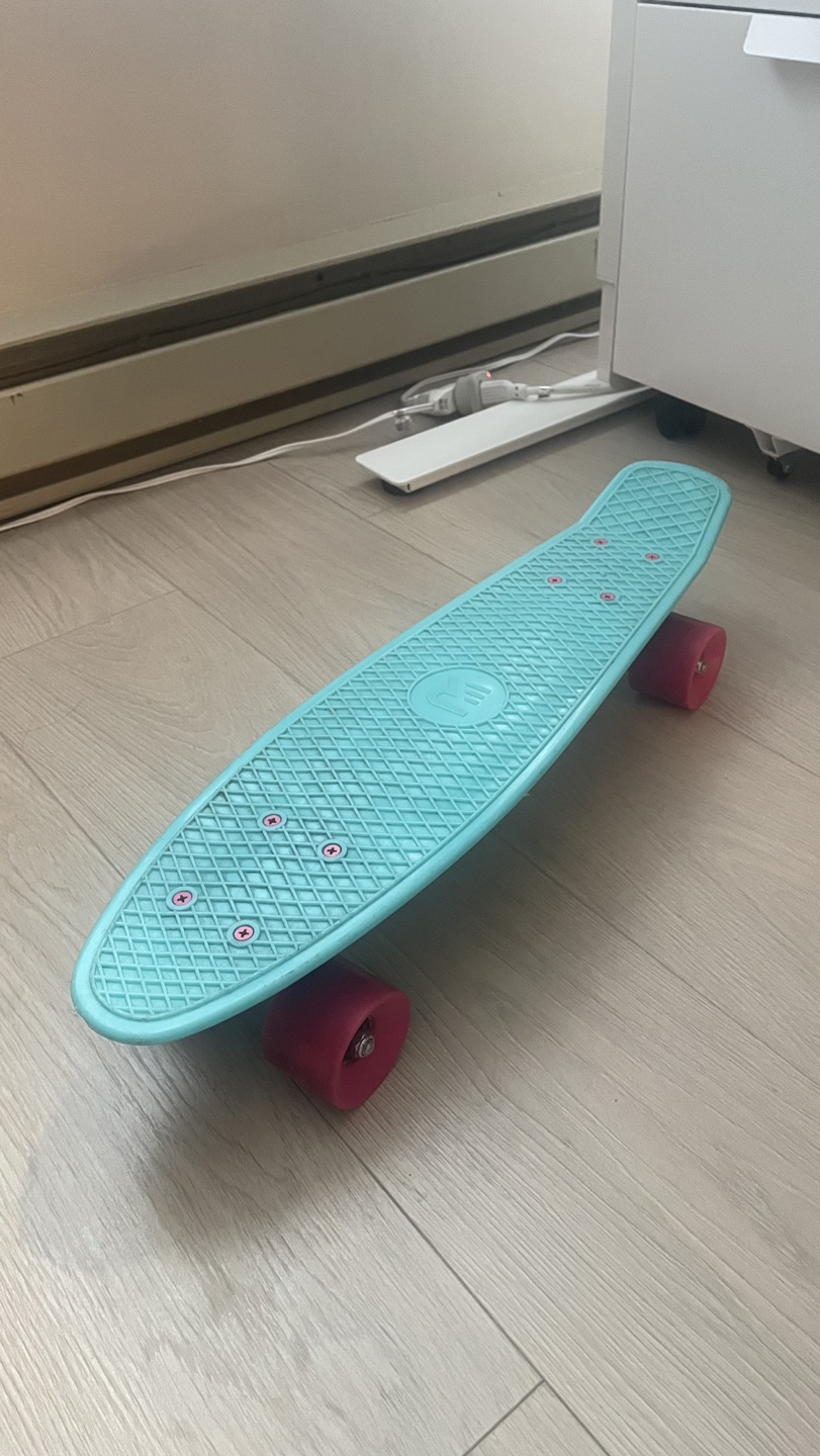 Baby Blue Pennyboard with Pink Wheels