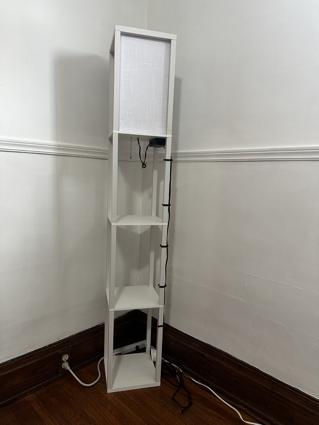 White Floor Lamp with Shelves