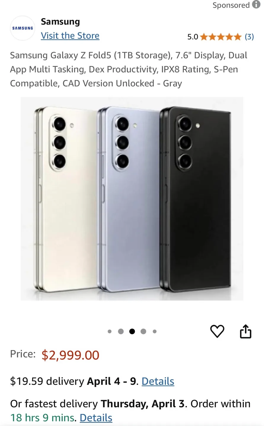 Samsung Galaxy Z Fold5 (1TB) -Light blue - Unlocked image indicator(5)