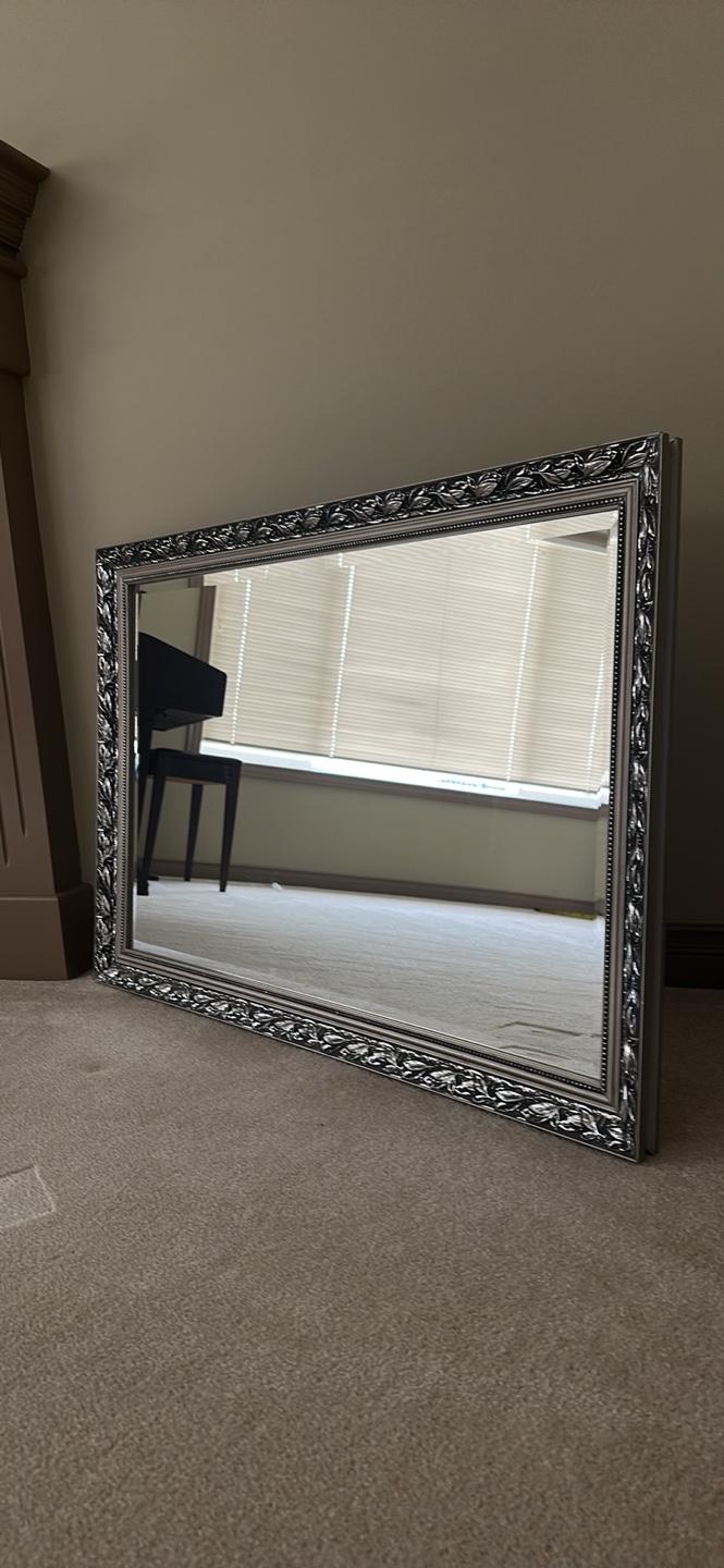 Large Ornate Silver Framed mirror - photo 5