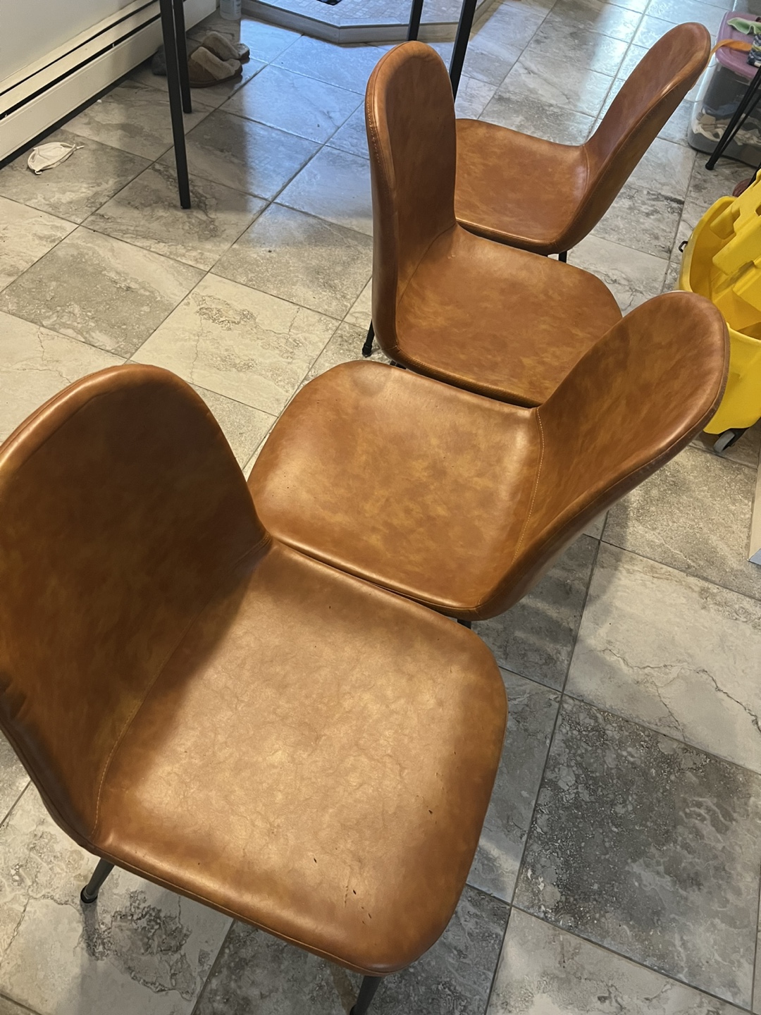 Set of 4 Brown Leather Dining Chairs - photo 2
