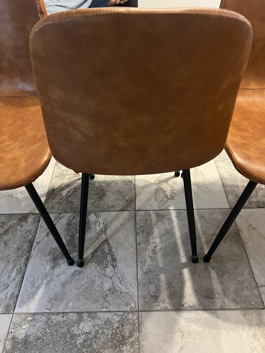 Set of 4 Brown Leather Dining Chairs