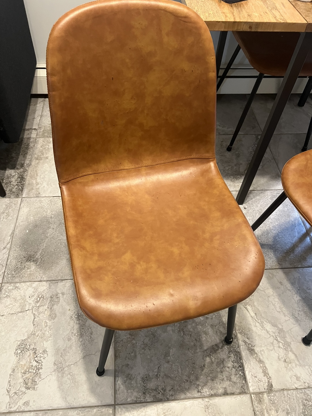 Set of 4 Brown Leather Dining Chairs - photo 4