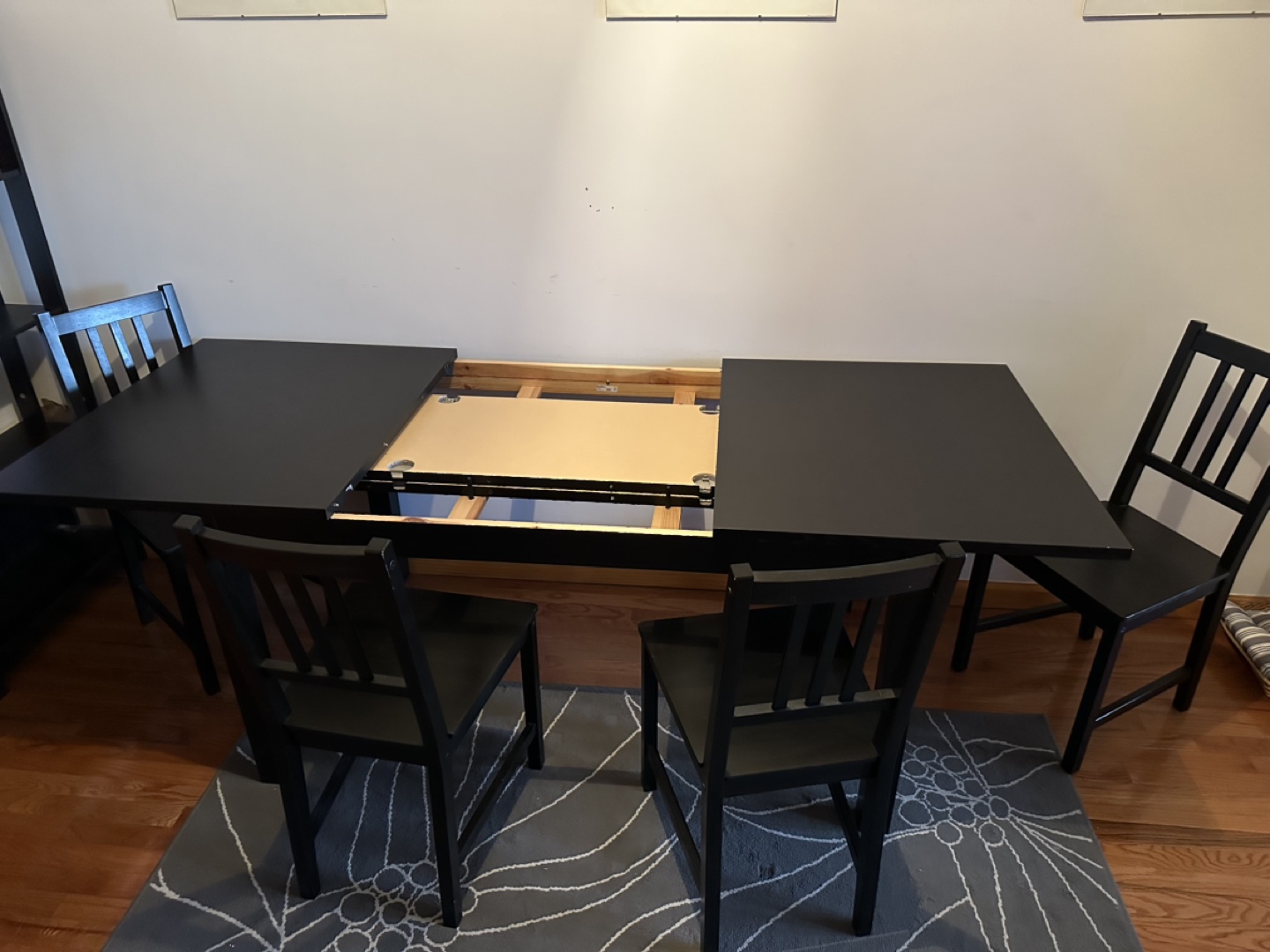 Black Extendable Dining Table with 4 Chairs - photo 2