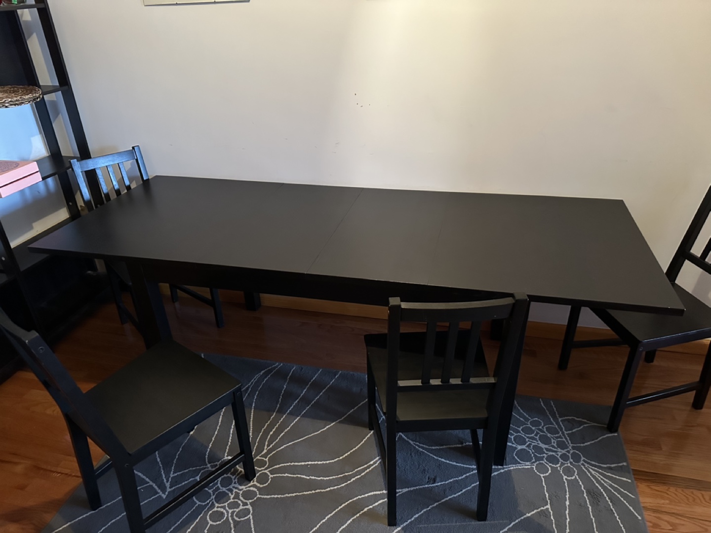 Black Extendable Dining Table with 4 Chairs - photo 3