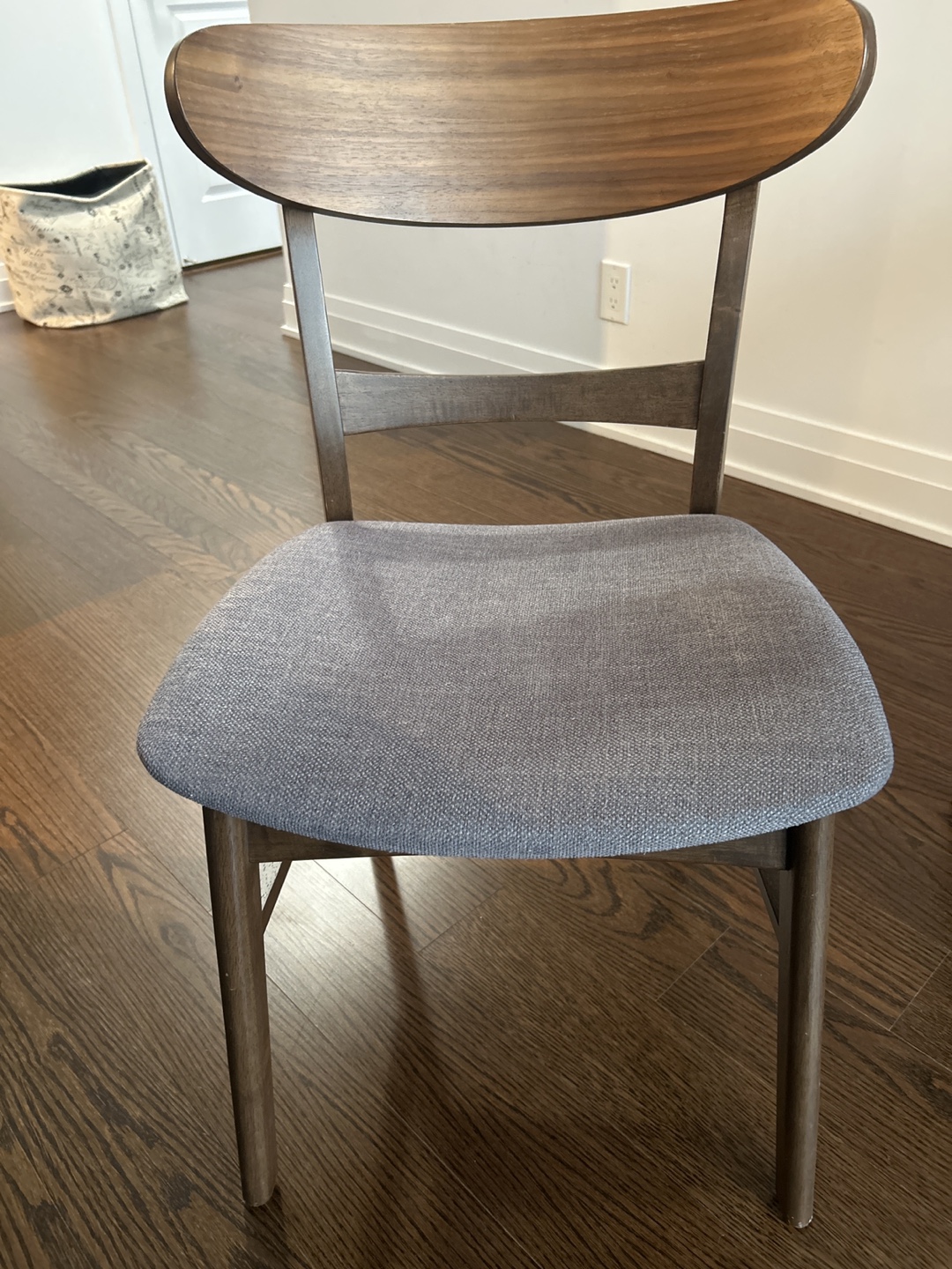 Mid-Century Modern Dining Chair with Grey Upholstery