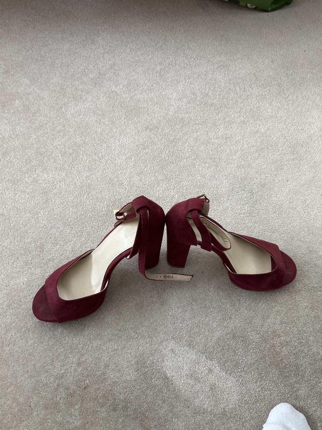 Burgundy Suede Block Heel Sandals - photo 2