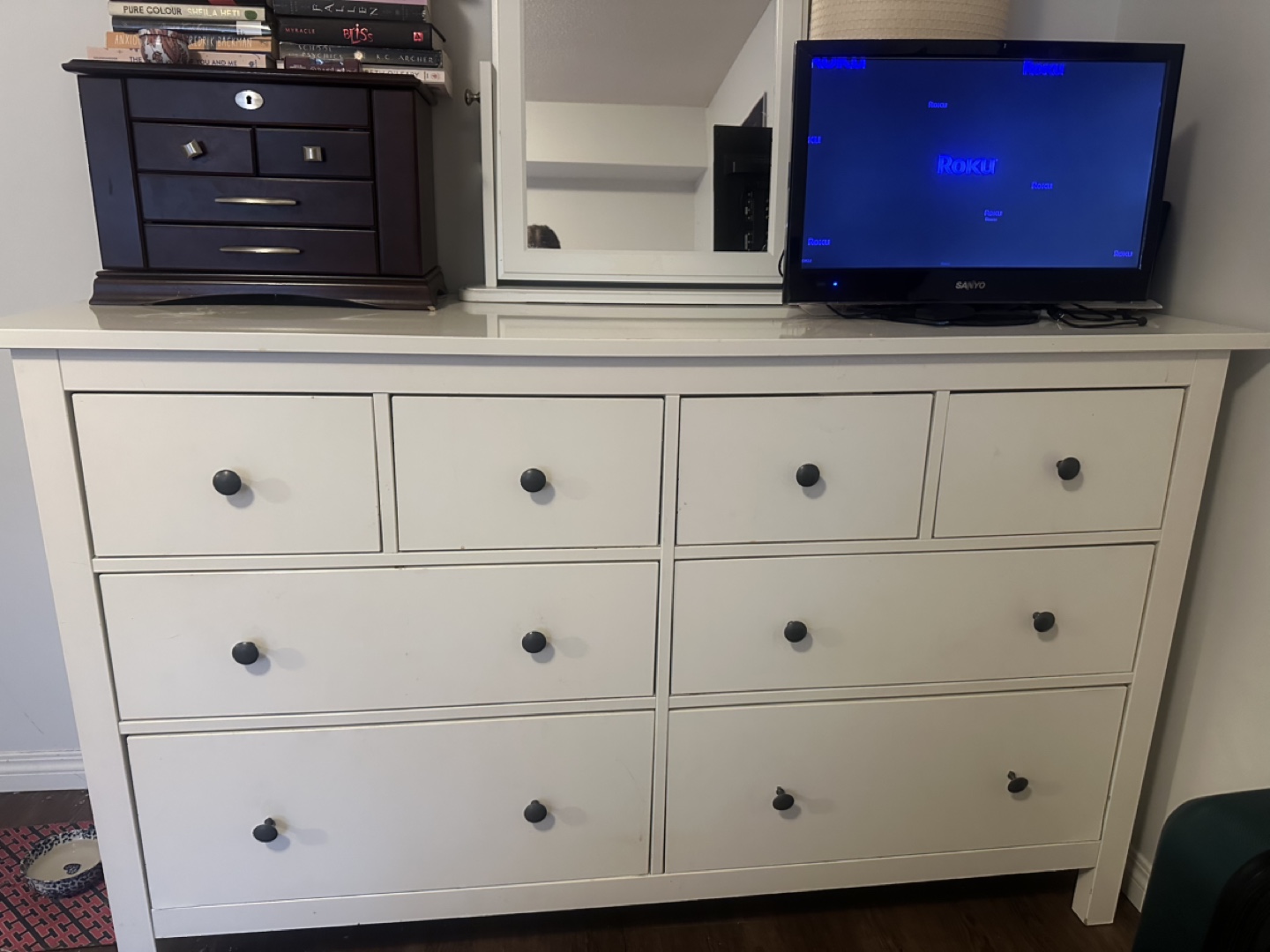 White IKEA dresser with mirror