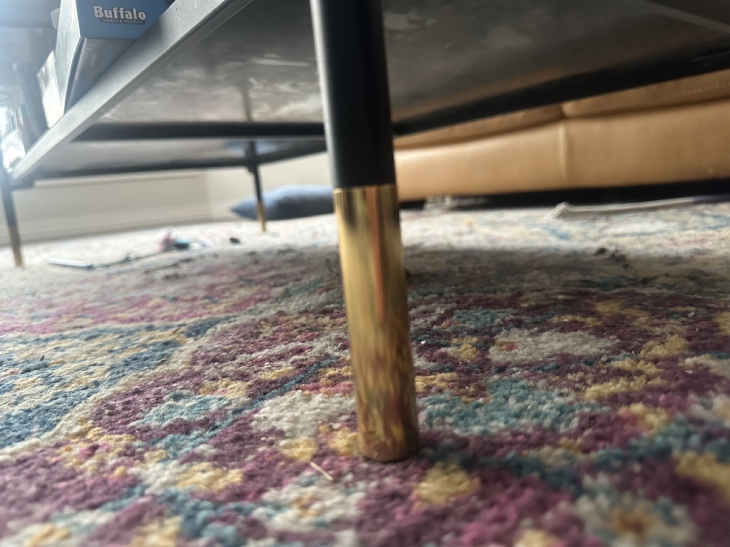 Black Glass Ikea Coffee Table with Gold Legs - photo 2