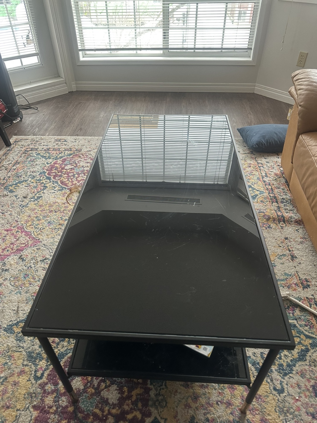 Black Glass Ikea Coffee Table with Gold Legs