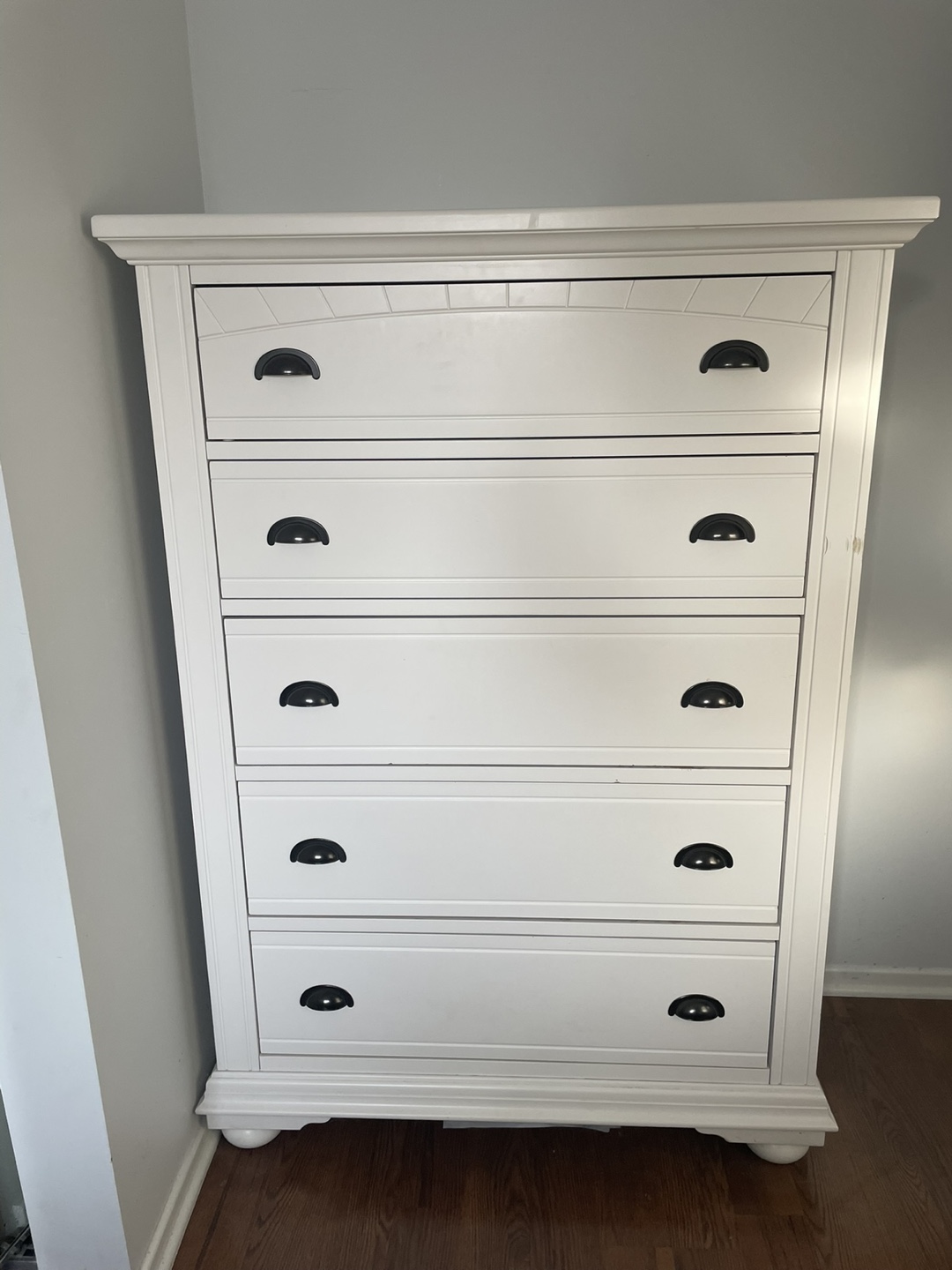 White 5-Drawer Tallboy