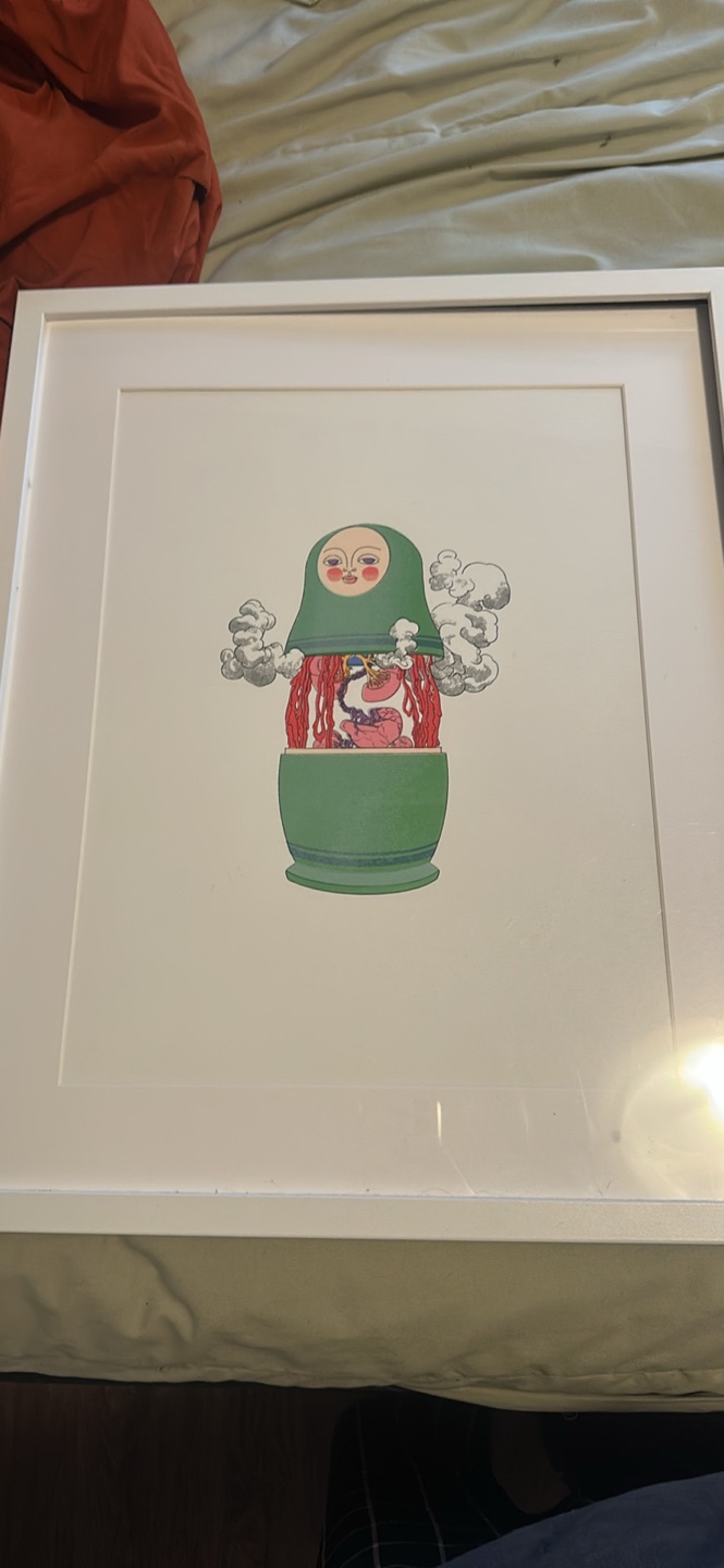 Framed Matted Art Print -  Unique Matryoshka Doll Design